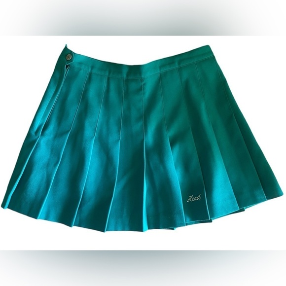 Vintage Pleated HEAD Sportswear Pleated Mini Skirt Size 12 Sea Green - Picture 1 of 10
